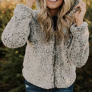 Roolee Sherpa | Olive Colored Zippered Hoodie